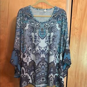 Blue Paisley Women's Top